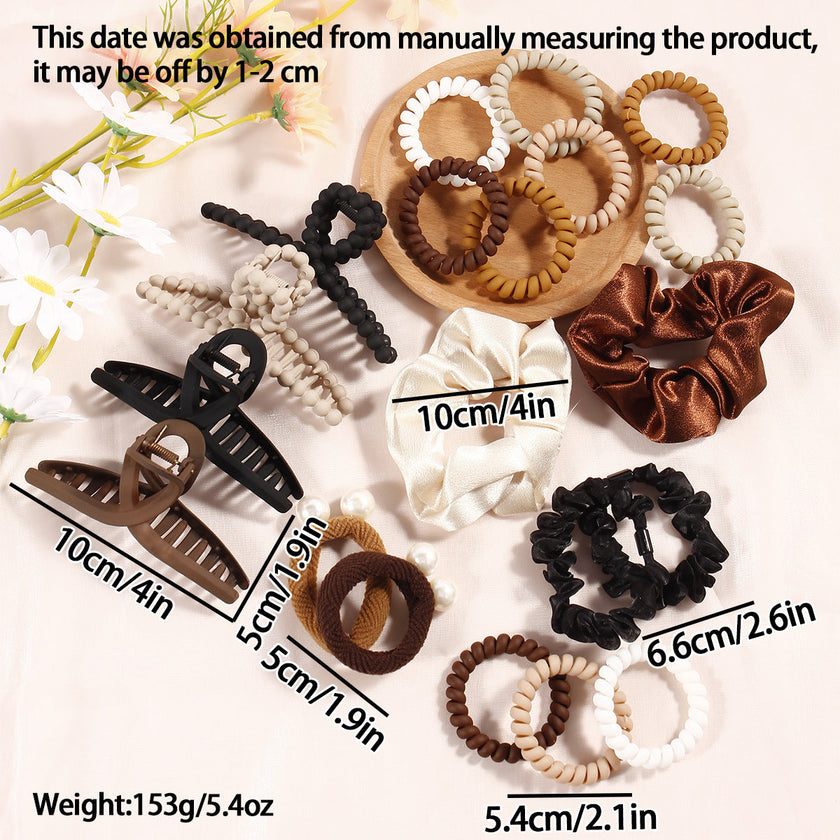 Coffee Series Hair Barrette Combination Set – Plastic Resin Hair Clips for Women