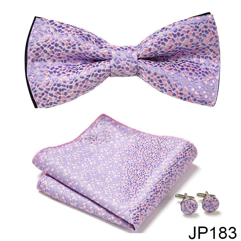Men's Jacquard Bow Tie Set – Bow Tie, Pocket Square & Cufflinks | 36 Colors | Canada & USA