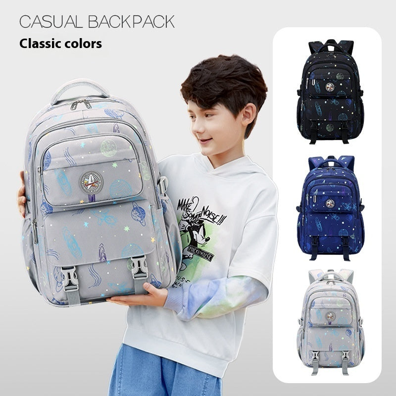 Kids Starry Sky School Backpack – Spine Support, Waterproof Oxford Cloth (Grades 5–9)