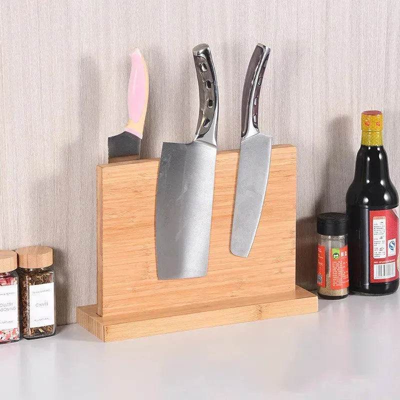 Wall Mounted Wooden Block Magnetic Knife Holder Rack