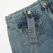 Ribbon Design Multi-pocket Workwear Denim Trousers Men Jeans