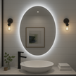 Noir Éclipse Oval LED Bathroom Mirror — Back-Lit, Dimmable, Anti-Fog & Brightness Memory (3000K/4000K/5000K) | 24