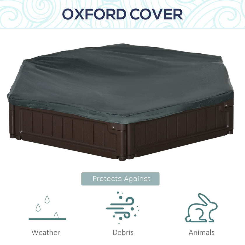 Outsunny Sandbox for Kids with Cover DIY Sandpit Outdoor Play 3 Seats Bottom Liner Backyard