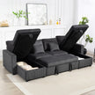 Theo U-Shaped Sleeper Sectional with Storage Chaise-Grey