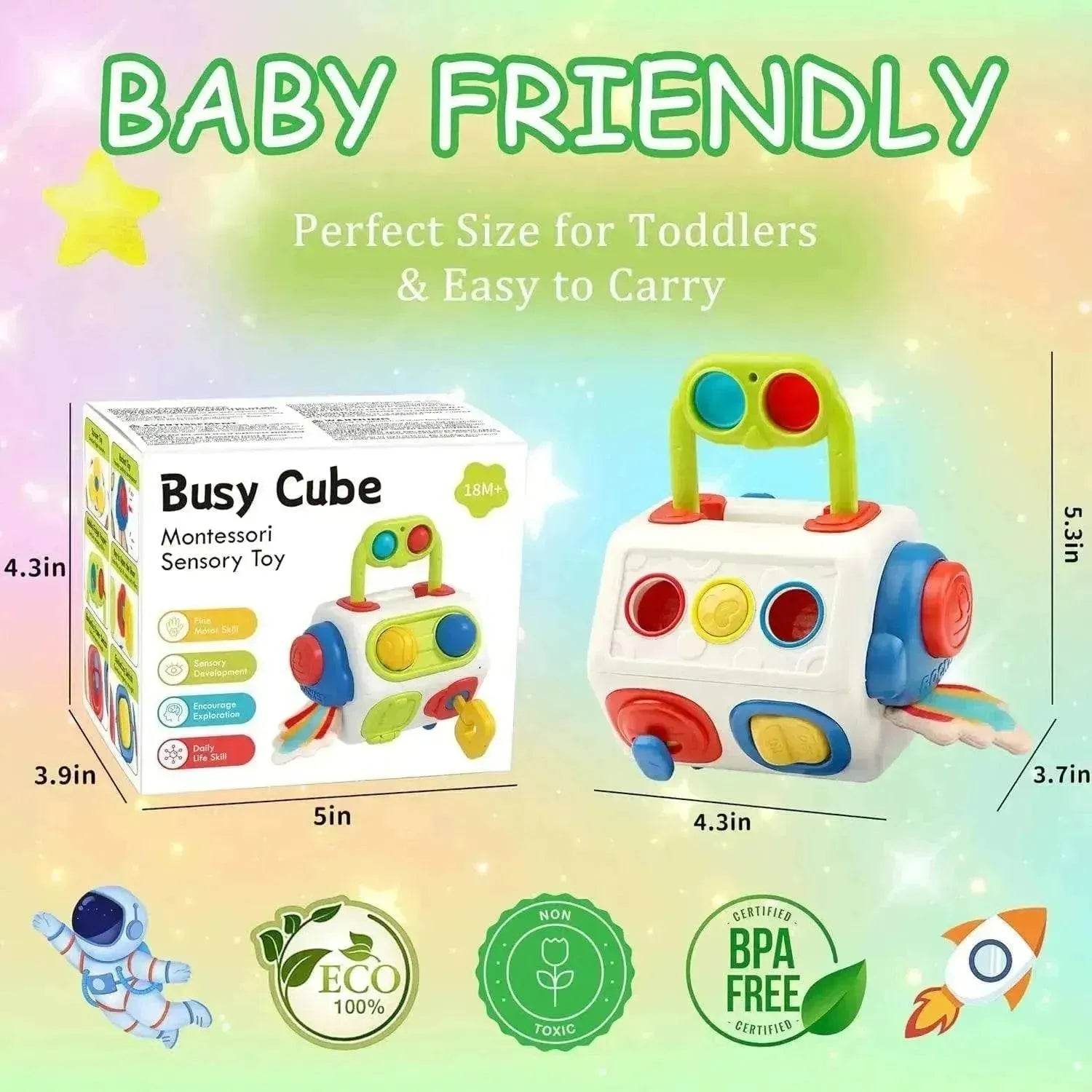9 In 1 Busy Cube Baby & Toddler Montessori Sensory Toy