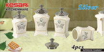 Ceramic Canister 4 Piece Set Silver