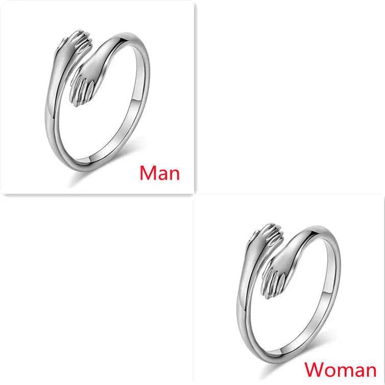 Alloy Simple Hands Hug Ring Opening Adjustable Jewelry