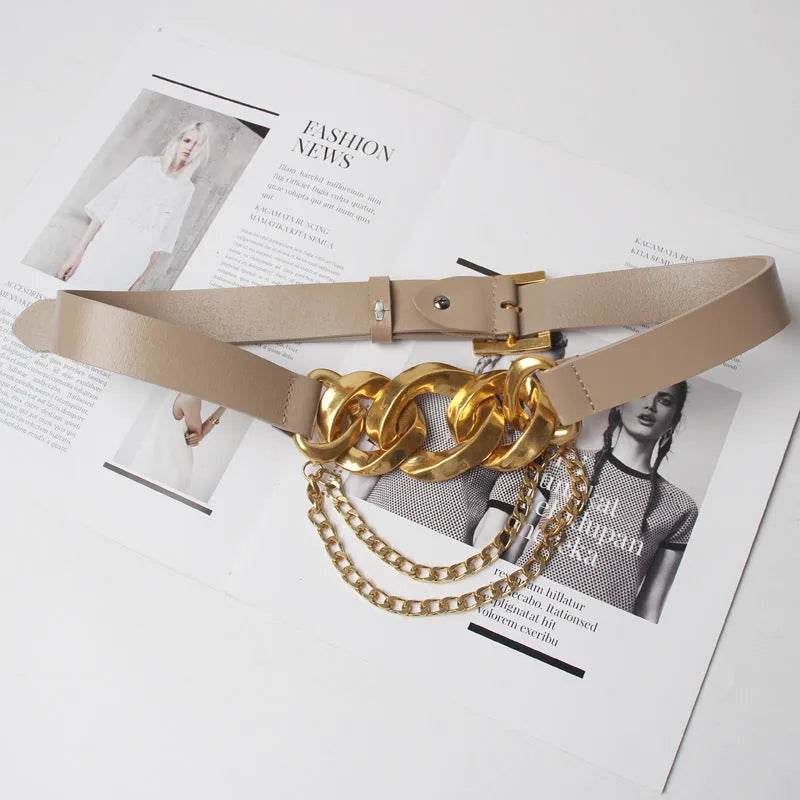 Street shot fashion metal chain link Waist Belt women