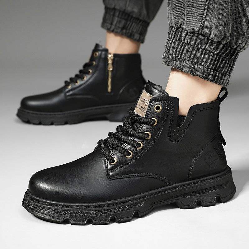 Men's High-Top Suede Leather Boots – Handcrafted Korean Style