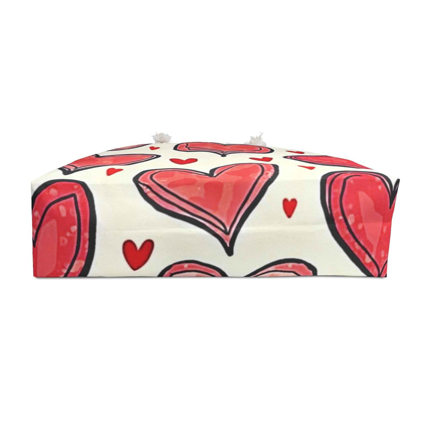 Heart Pattern Weekender Bag – Romantic Red Watercolor Travel Tote