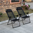 Outsunny Dual Camping Delight: Double Foldable Reclining Camping Chairs with Headrest, Black