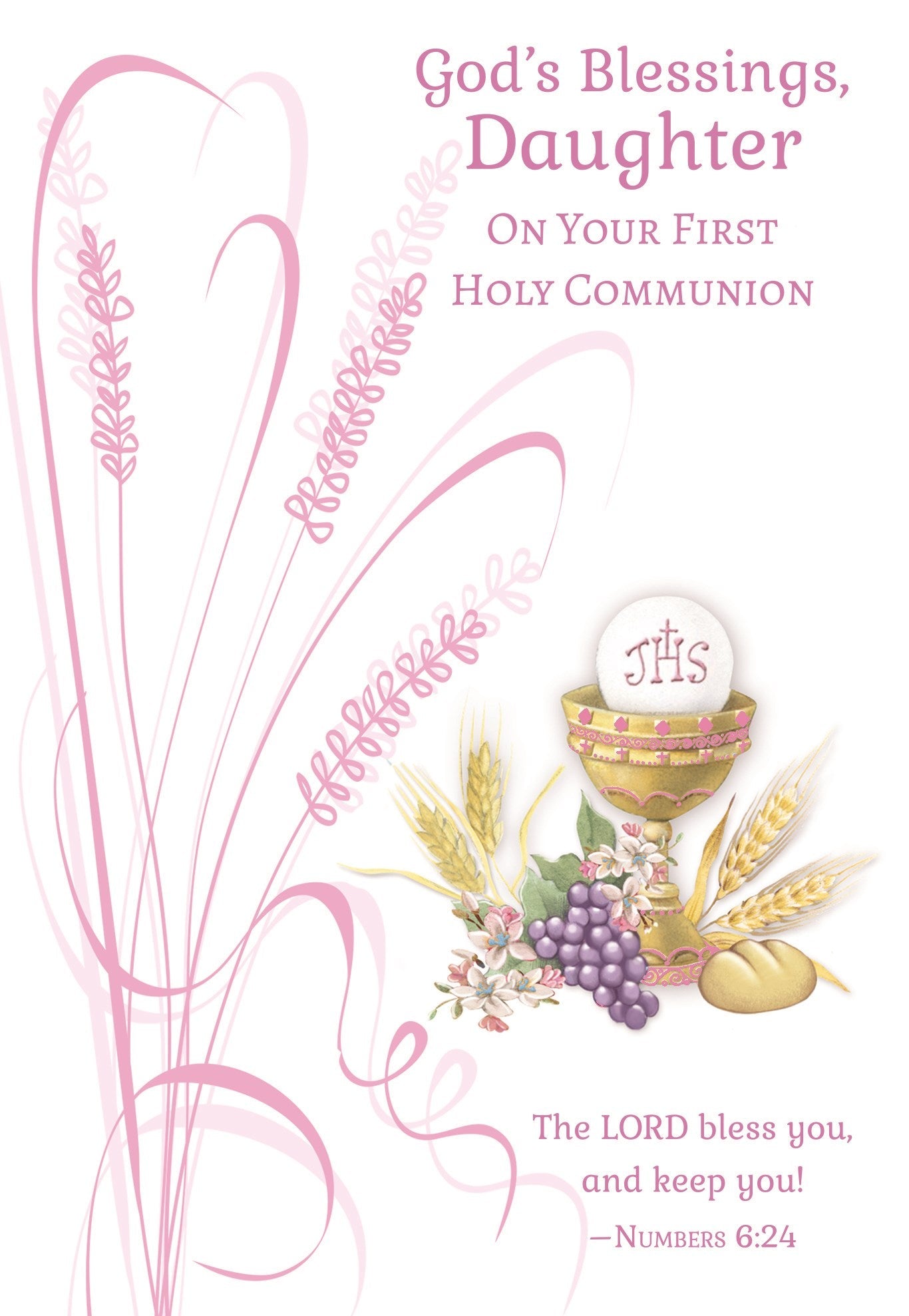 Daughter First Holy Communion Card, Chalice & Host Religious Greeting Card