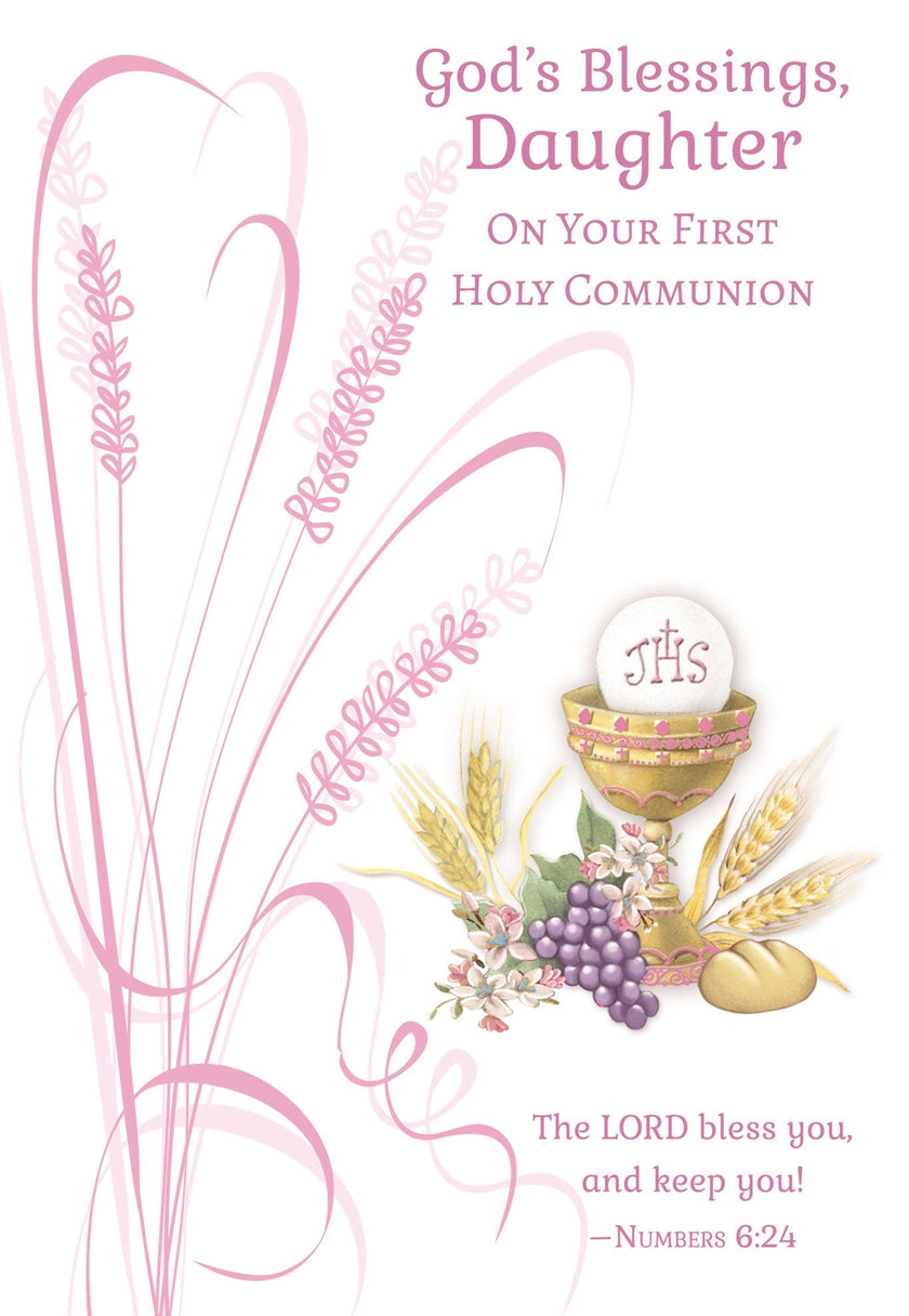 Daughter First Holy Communion Card, Chalice & Host Religious Greeting Card