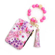 Women's Flora Print Tassel Leather Card Holder Wallet
