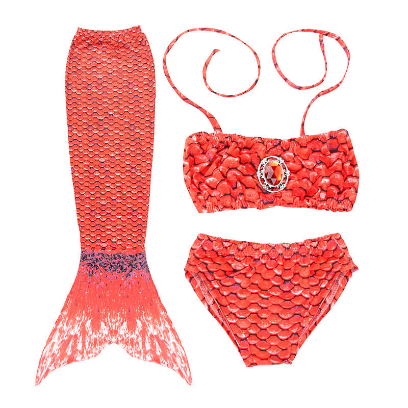 Girls Mermaid Bikini Set for Kids – 3-Piece Swimsuit with Skirt, Panties & Bra (Ages 3–8)