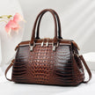 Women's Large-Capacity Patent Leather Commuter Handbag with Crocodile Pattern