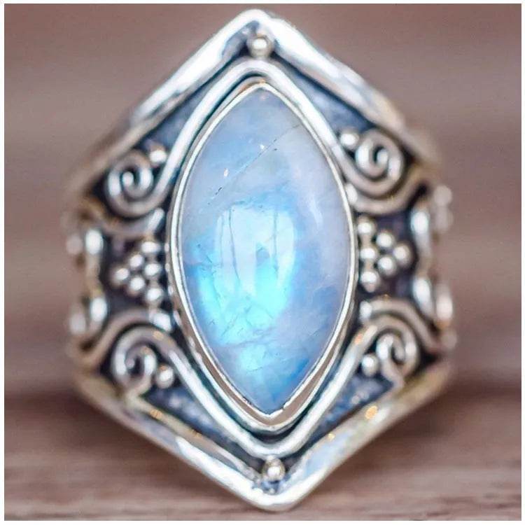 Fashion Antique silver vintage moonstone ring for men