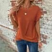 Casual Summer Short-sleeved Waffle blouse Top Summer New Solid Color Casual Evening Top For Women