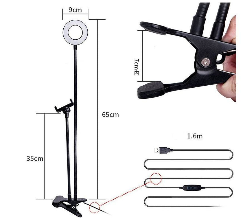 Live Streaming Light - LED Selfie Ring Light for Live Adjustable Makeup Light-8cm Stand