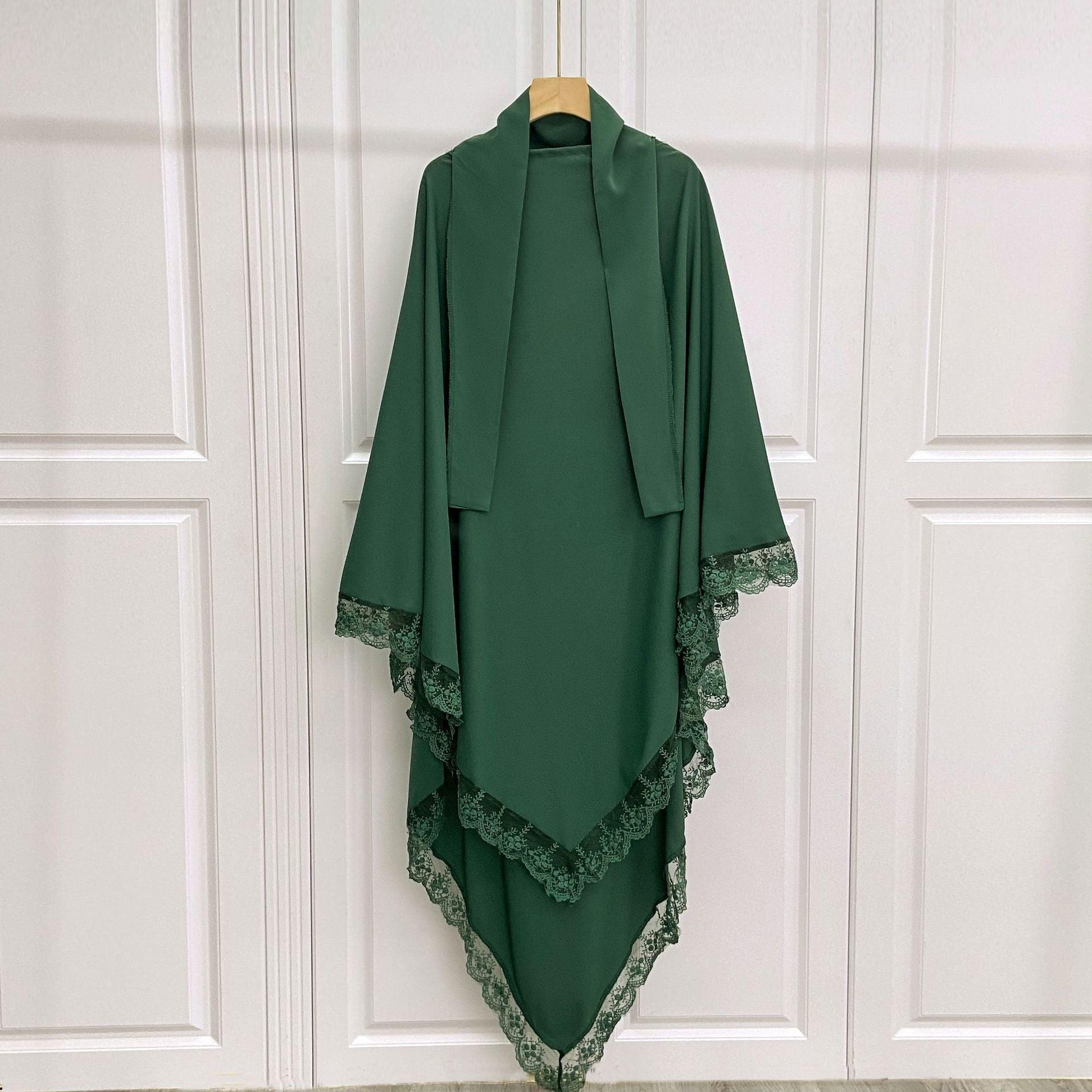 Arabic Baotou Cover Fashion Solid Color Gown Lace Headscarf