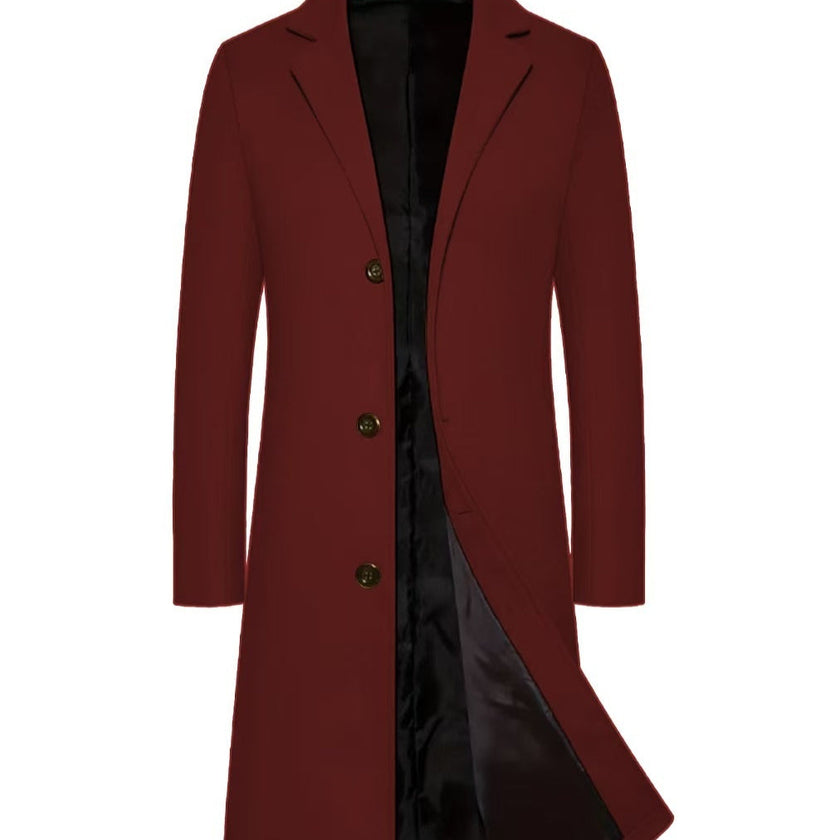 Men's Casual Extended Above The Knee Woolen Trench Coat