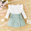 Newborn baby girl Cross-border Sunken Stripe Long Sleeve Classic Style Plaid Short Skirt Two-piece Set for baby girl