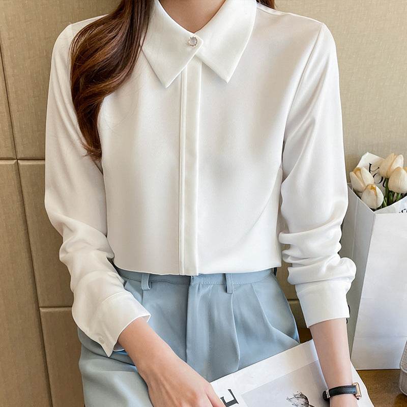 Formal Business Chiffon Blouse Women Long Sleeve White blouse shirt Tops
