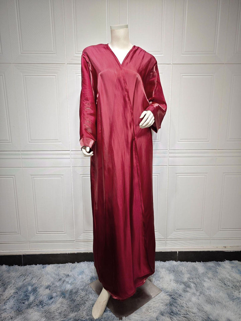 Muslim Bright Silk Satin Batwing Sleeve Robe