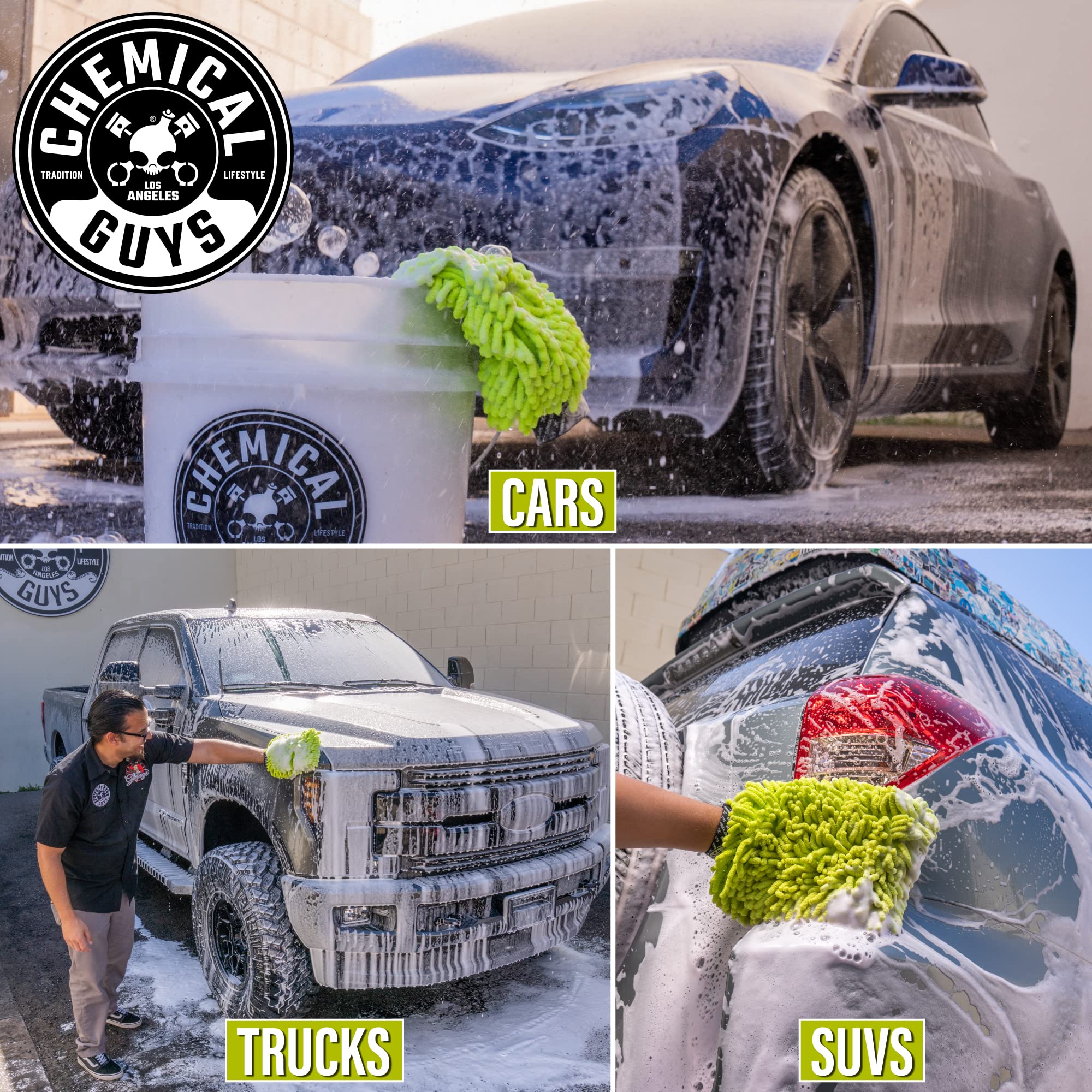Chemical Guys Chenille Premium Scratch-Free Microfiber Wash Mitt Green, Great for Cars, Trucks, SUVs, RVs & More (2 Pack) 🍁 All In One Marketplace Canada