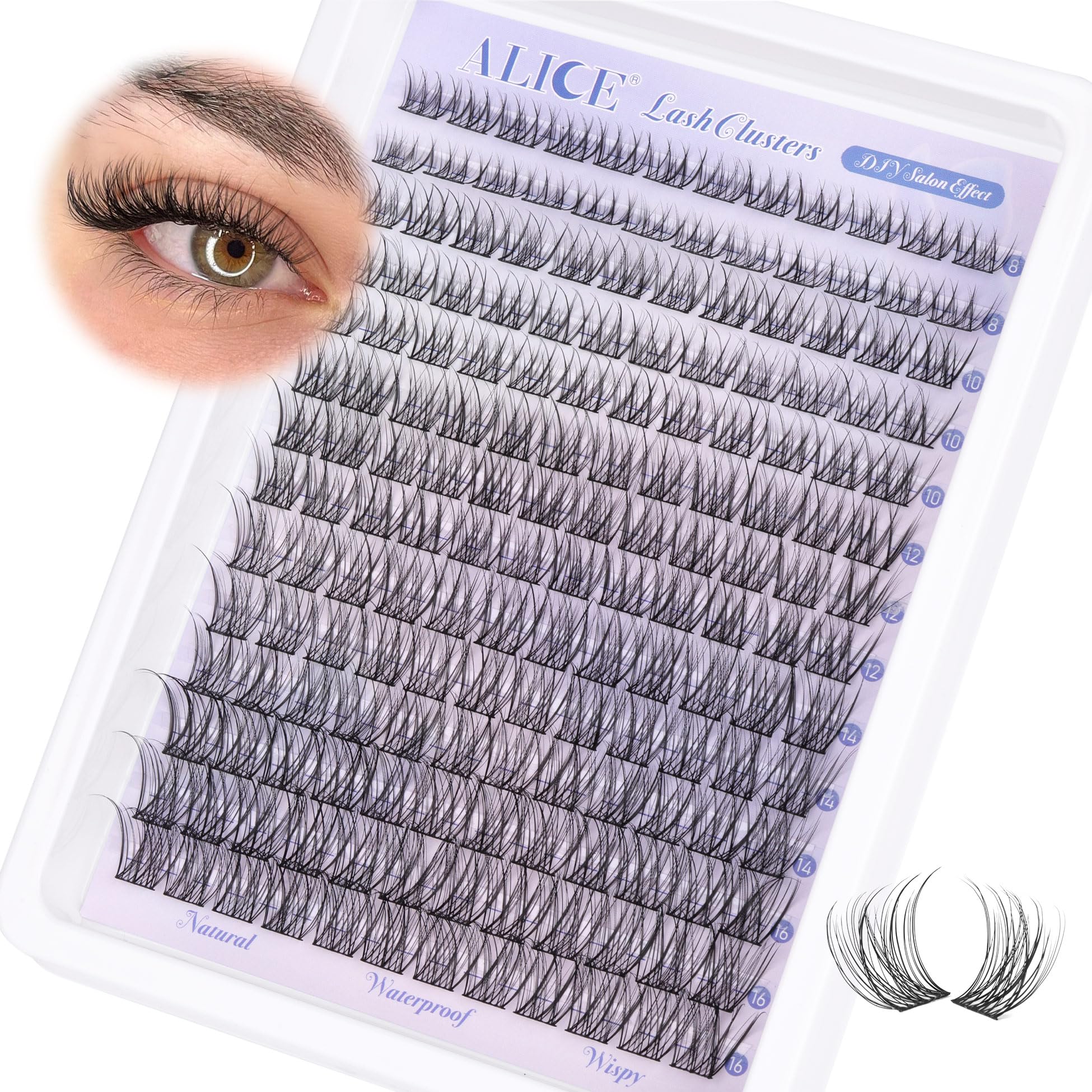 Natural Lash Clusters Wispy Cluster Eyelash Extensions 168pcs Individual Lashes 8-16mm C Curl DIY Lash Extension Natural Look Soft Thin Band Cluster Lashes by ALICE 🍁 All In One Marketplace Canada