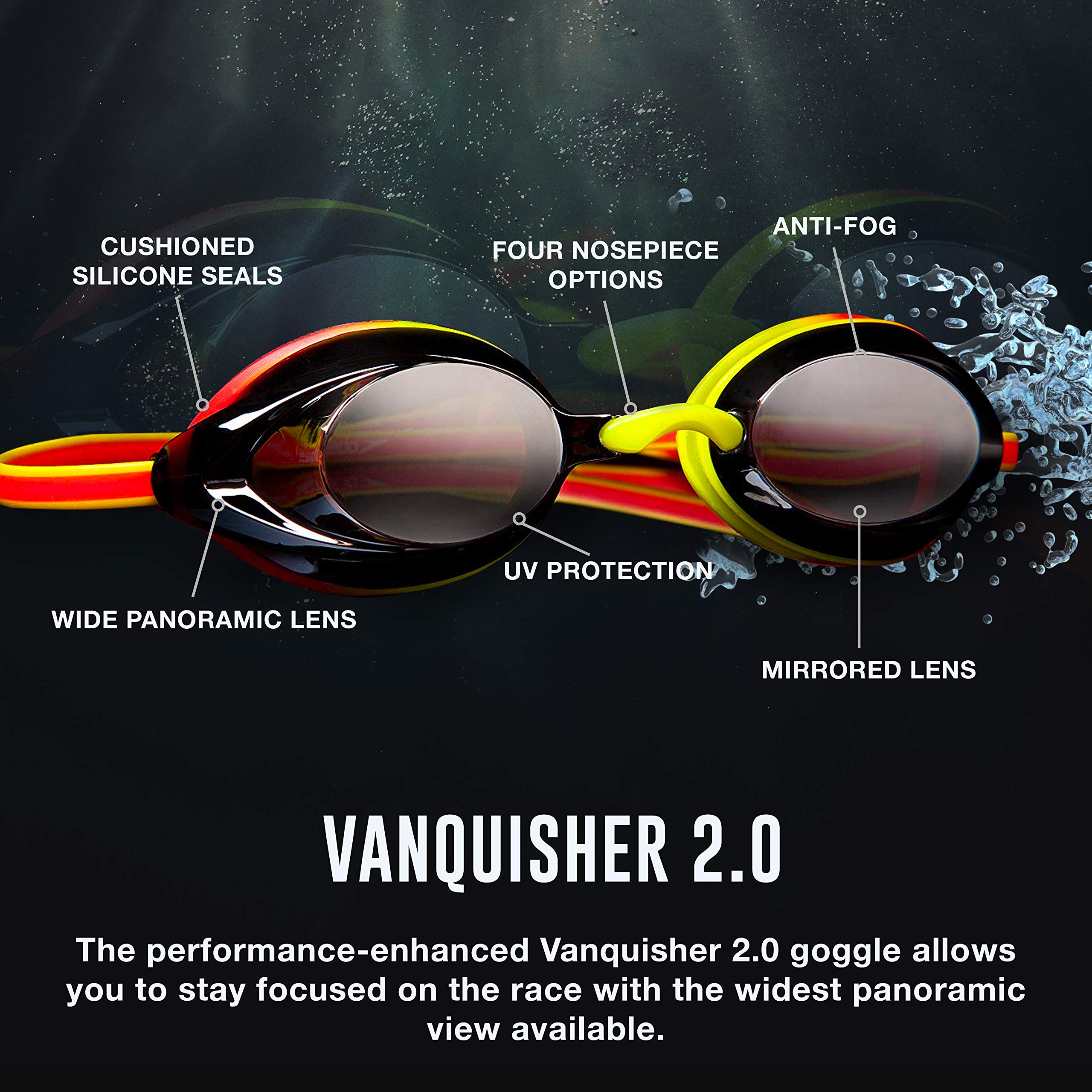 Speedo Vanquisher 2.0 Mirrored Swim Goggles, Panoramic, Anti-Glare, Anti-Fog with UV Protection, Horizon Blue, 1SZ 🍁 All In One Marketplace Canada