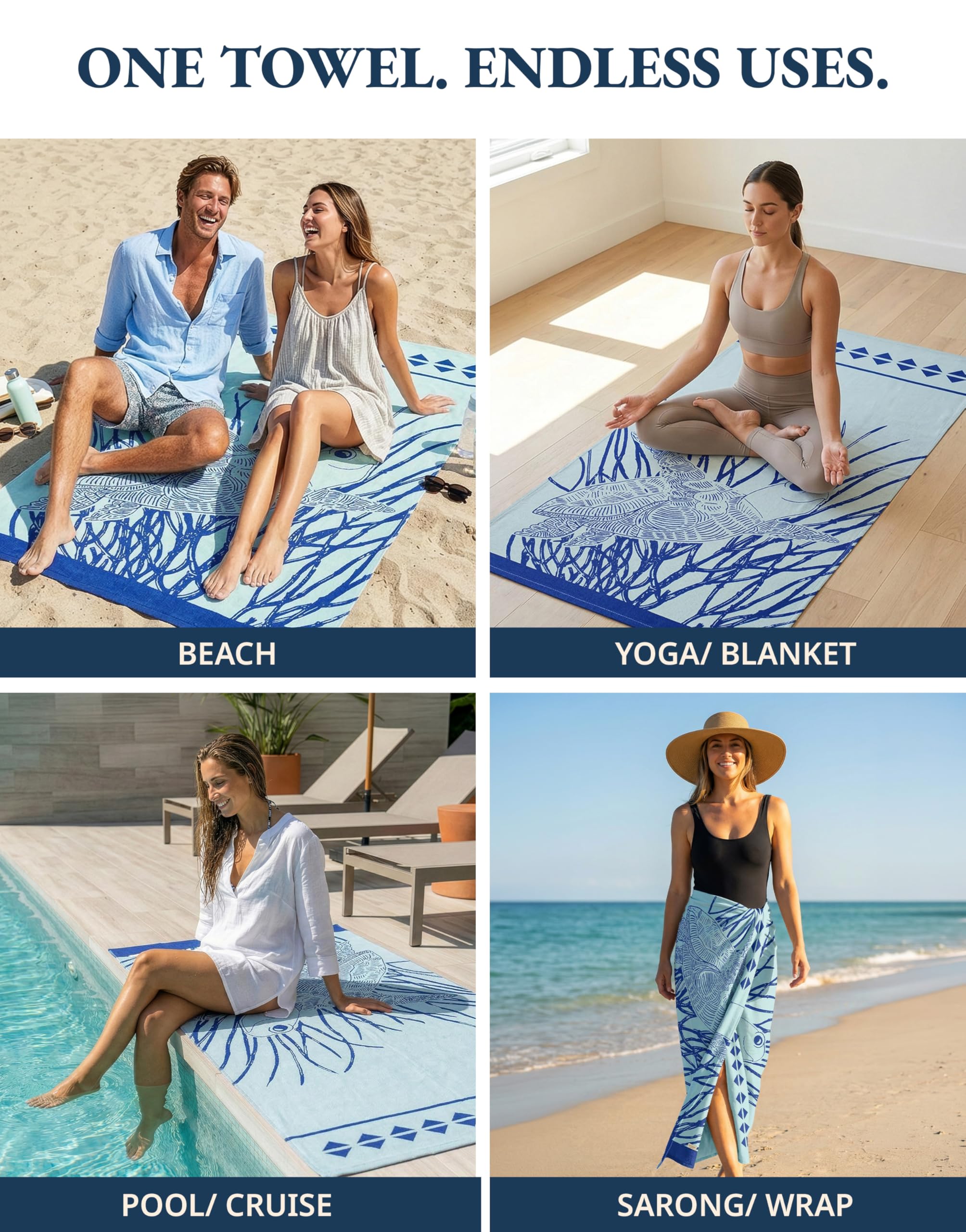 Lane Linen Turkish Beach Towels Set of 6, Oversized Beach Towel, Lightweight Beach Essentials for Women, Large Pool Towel, Absorbent & Quick Dry, Sand Free Beach Towel, 39