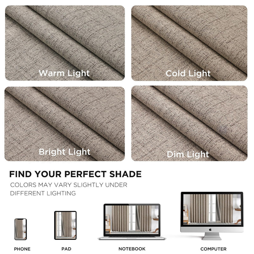 Joydeco Blackout Curtains 2 Panels - Natural Linen Curtains 84 Inch Long, Thermal Insulated Linen Light Blocking Drapes, Rod Pocket & Back Tabs, Darkening Privacy for Living Room Bedroom 🍁 All In One Marketplace Canada