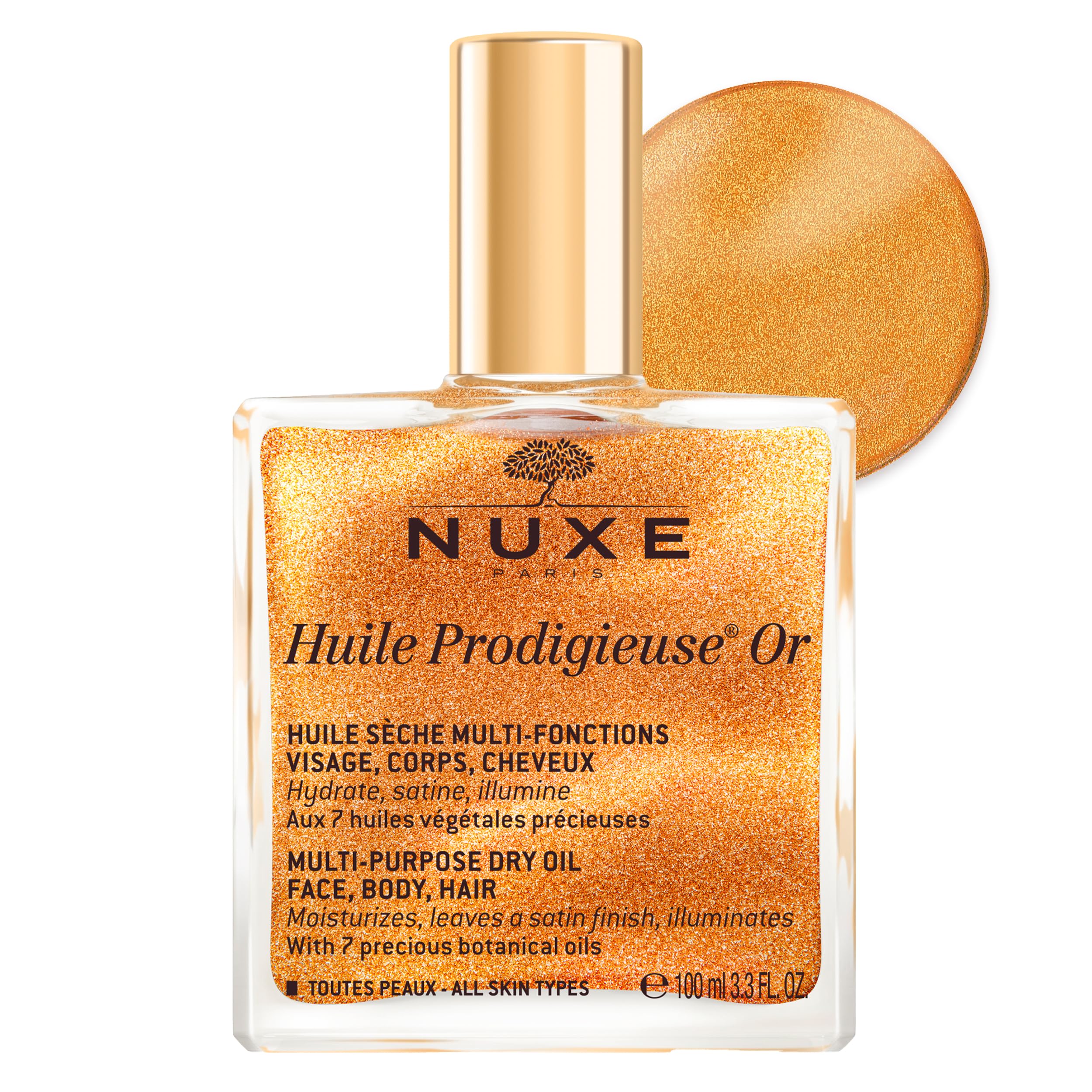 NUXE Huile Prodigieuse Shimmer Multi-Purpose Dry Oil - Luxurious Radiant Glow and Hydration for Face, Body & Hair (100 ml) 🍁 All In One Marketplace Canada