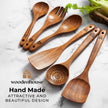 Wooden Spoons for Cooking – Wooden Kitchen Utensils Set, 6 Pcs Teak Wood Utensil Set – Comfortable Grip Non–Stick Wooden Cooking Utensils 🍁 All In One Marketplace Canada