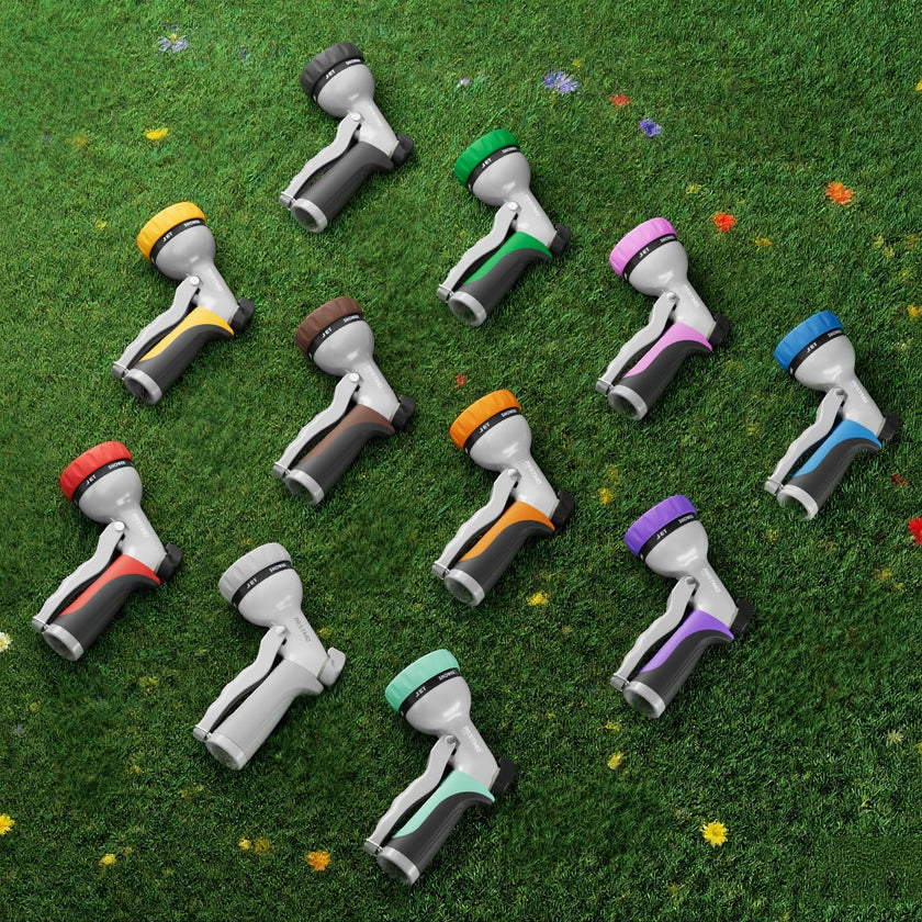 RESTMO Garden Hose Nozzle, Heavy Duty Metal Water Hose Nozzle with 7 Adjustable Spray Patterns, High Pressure Hand Sprayer with Flow Control, Best for Watering Plant & Lawn, Washing Car & Pet, Orange 🍁 All In One Marketplace Canada