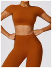 Women 2pcs Workout Gym Outfit Sport Running Fitness wear Pant and crop Top
