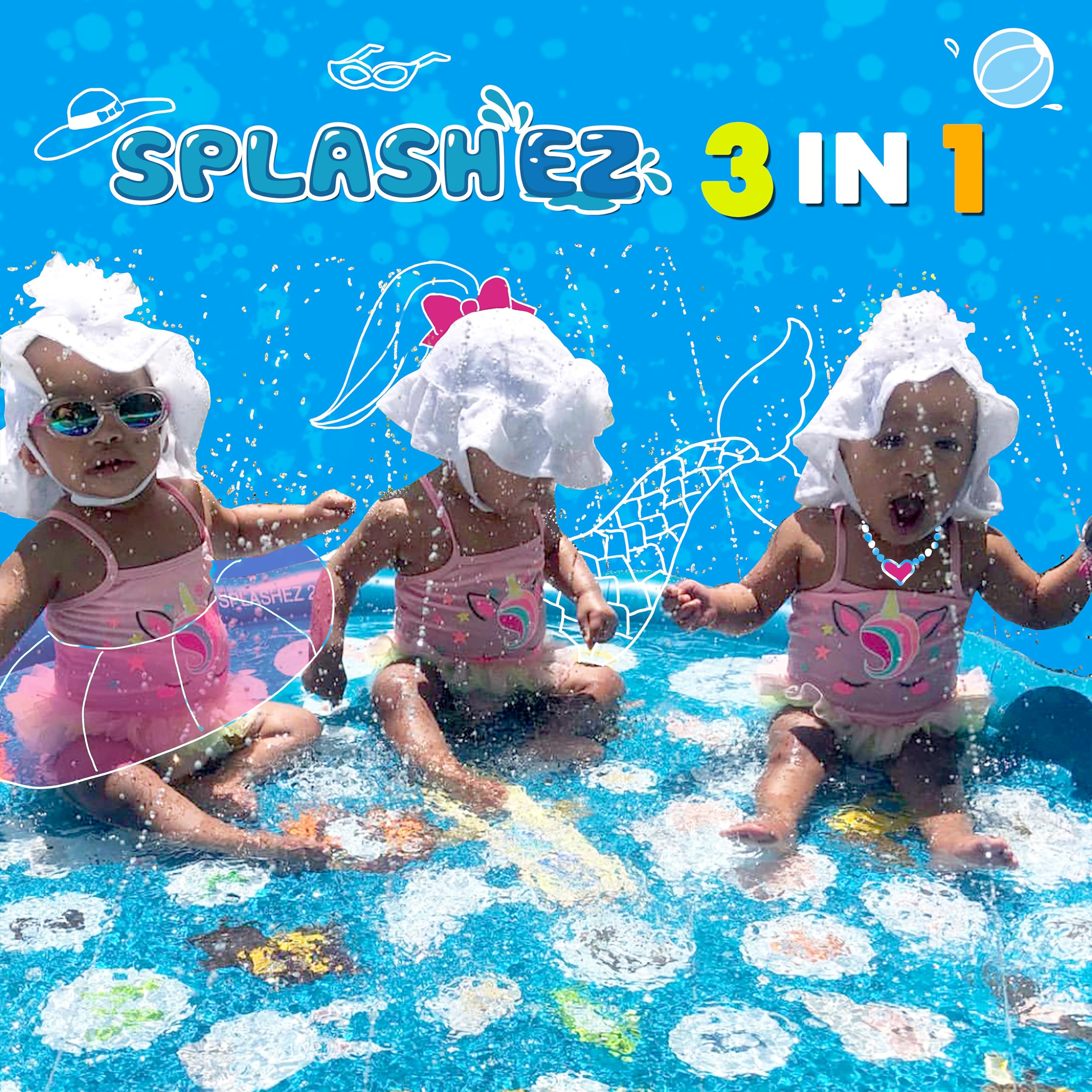 SplashEZ 3-in-1 Splash Pad, Sprinkler for Kids, and Wading Pool for Learning – Children’s Sprinkler Pool, 60’’ Inflatable Water Toys – “from A to Z” Outdoor Swimming Pool for Babies and Toddlers 🍁 All In One Marketplace Canada