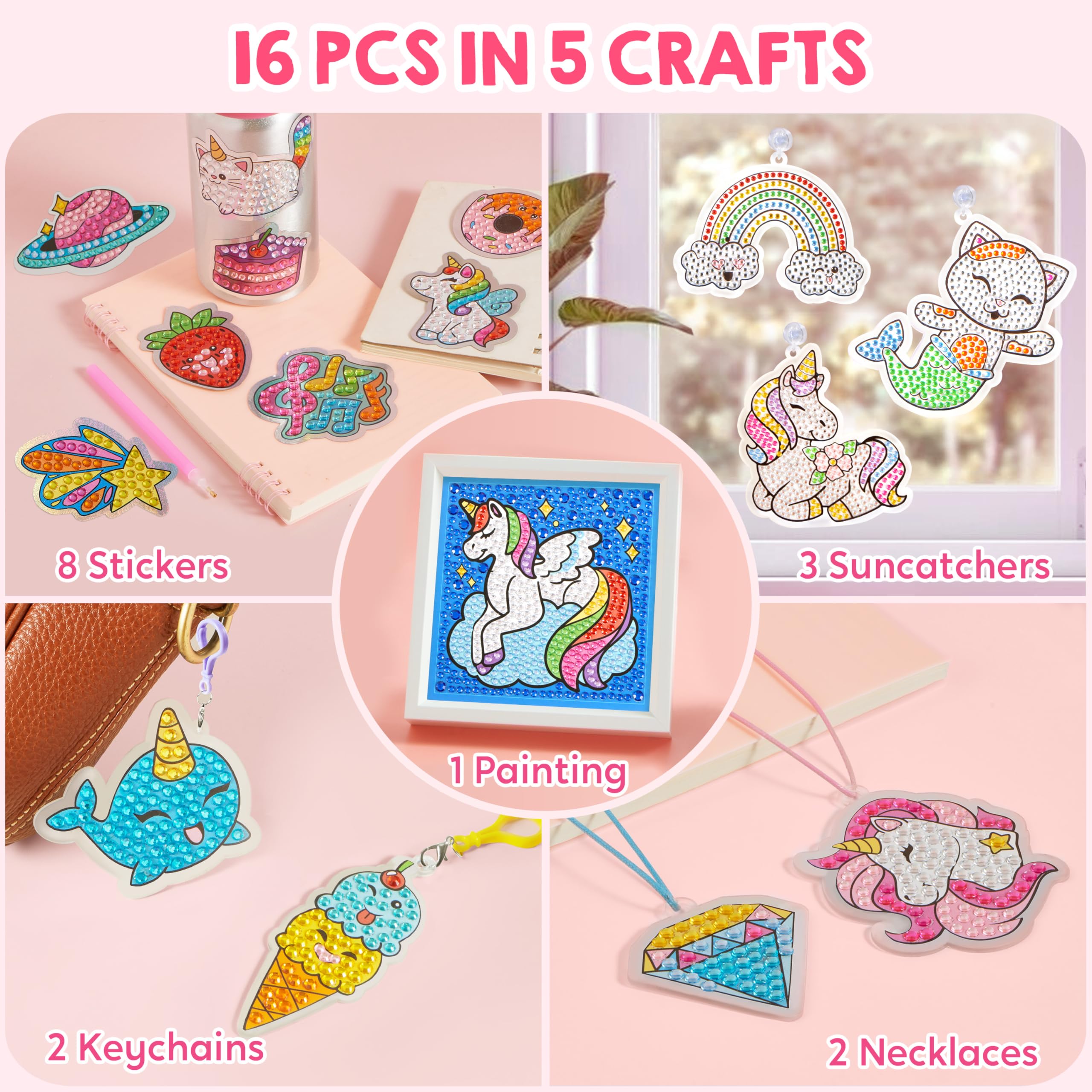 Klever Kits 16 Projects Gem Painting, Kids Diamond Art Painting Kit with 5D Gem, Arts and Crafts for Girls Ages 6-12,Art Gift Ideas for Girls Crafts Ages 6, 7, 8, Girl Gifts, Easter Gifts for Kids 🍁 All In One Marketplace Canada