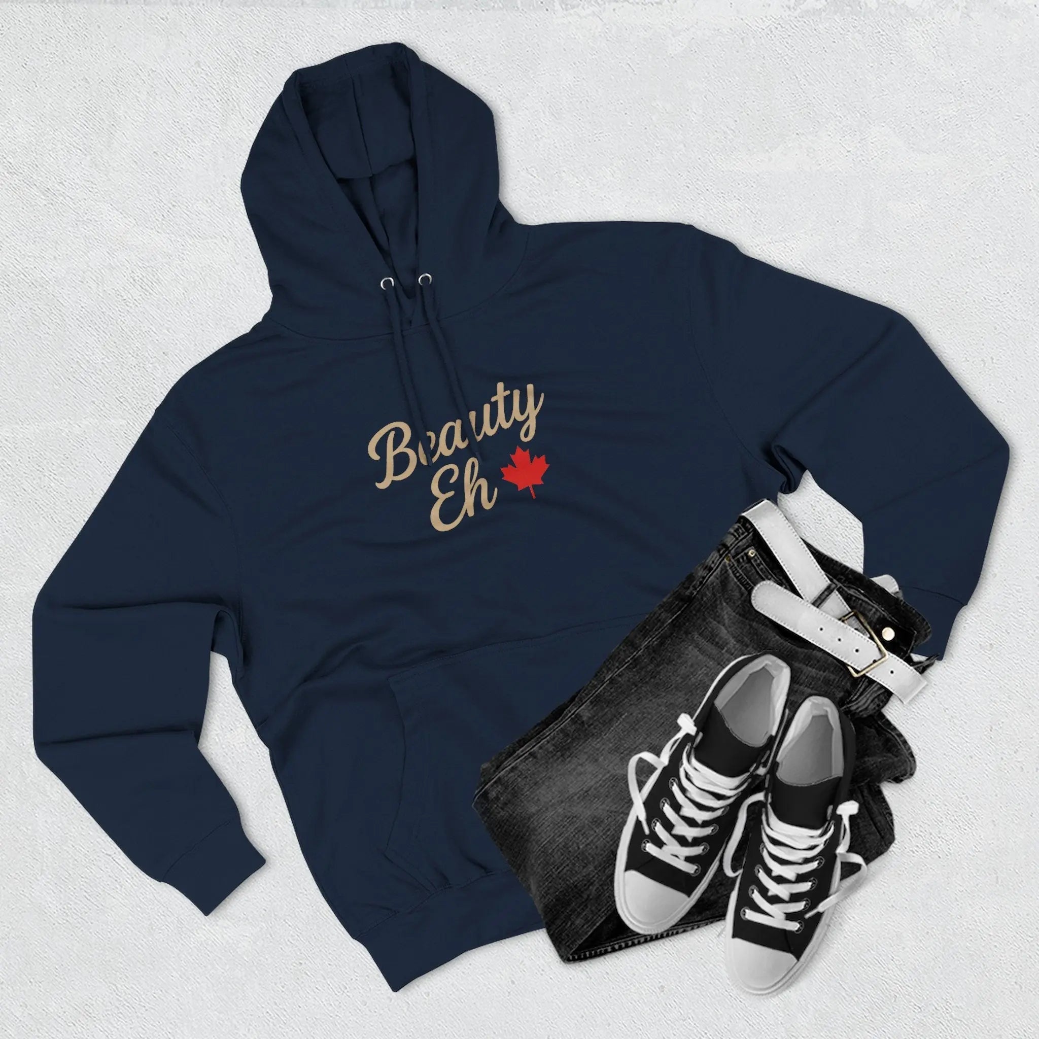Beauty Eh Canadian Hoodie - Maple Leaf Pride Pullover Sweatshirt - Womens Canada Day Apparel - Cozy Fleece Lined Hooded Sweatshirt