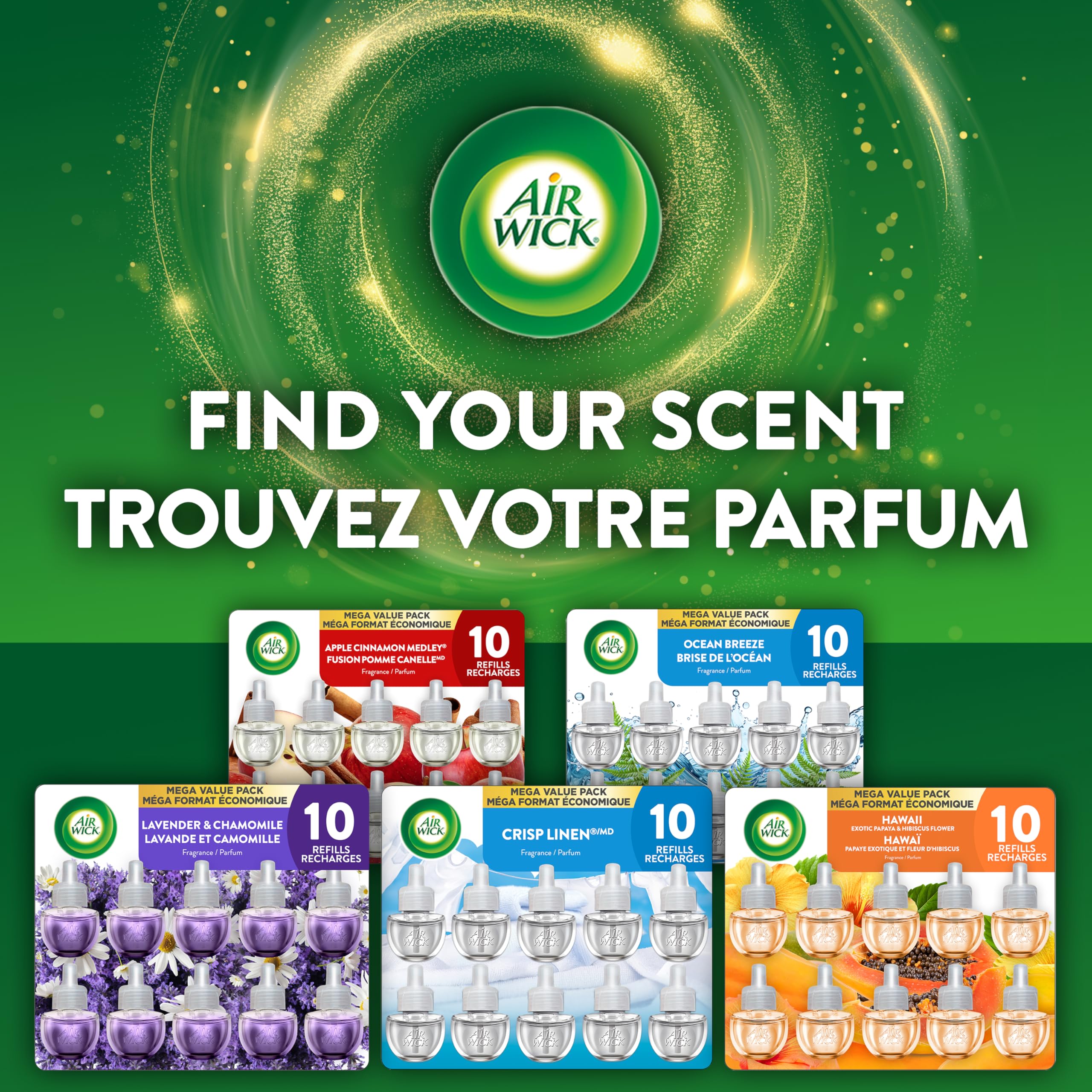 Air Wick Plug In Scented Oil Air Freshener Refills for Home – Infused with Essential Oils – 10 Count – Summer Delight Scent – Mega Value Pack 🍁 All In One Marketplace Canada
