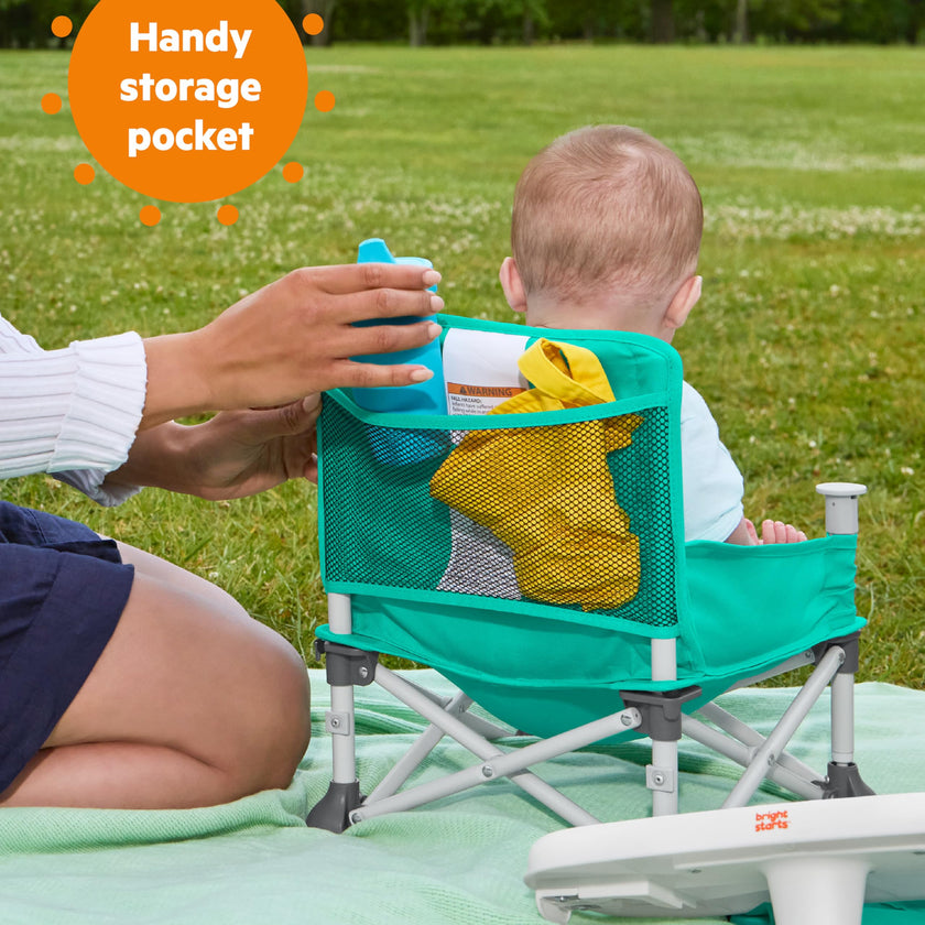 Bright Starts Pop 'N Sit Portable Booster, Indoor/Outdoor Use, Floor Seat with Feeding Tray, Teal, 6 Mos - 3 Yrs 🍁 All In One Marketplace Canada