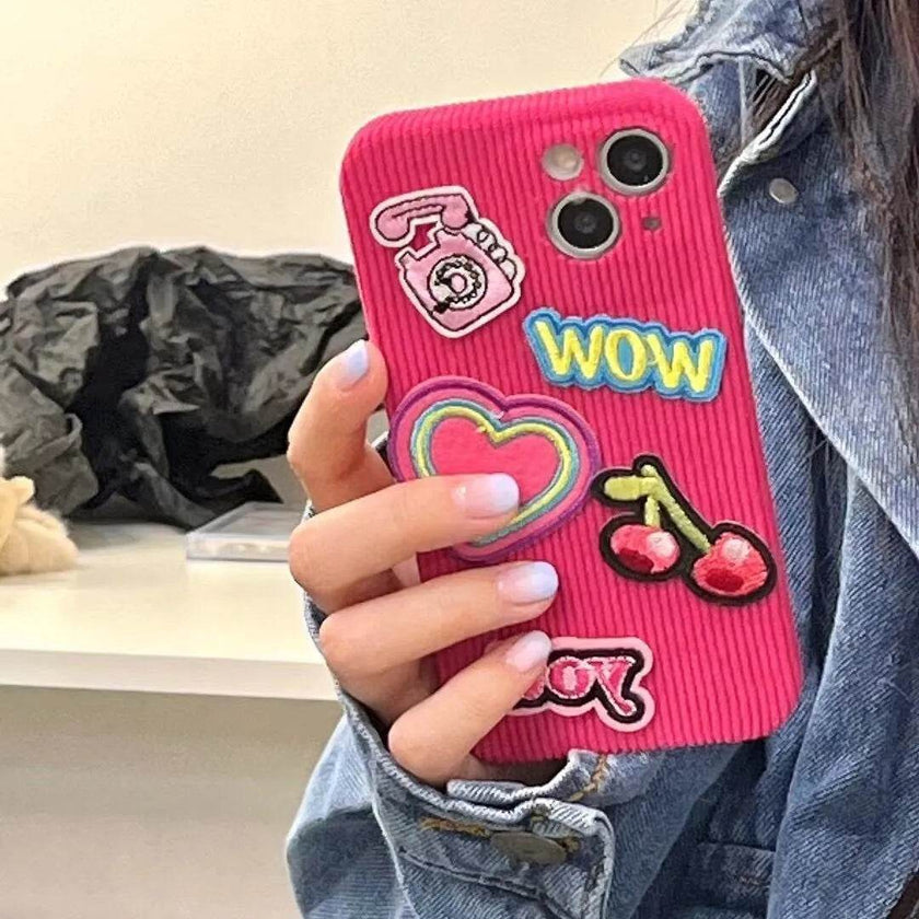 Embroidered Love Cherry Patch iphone Case women