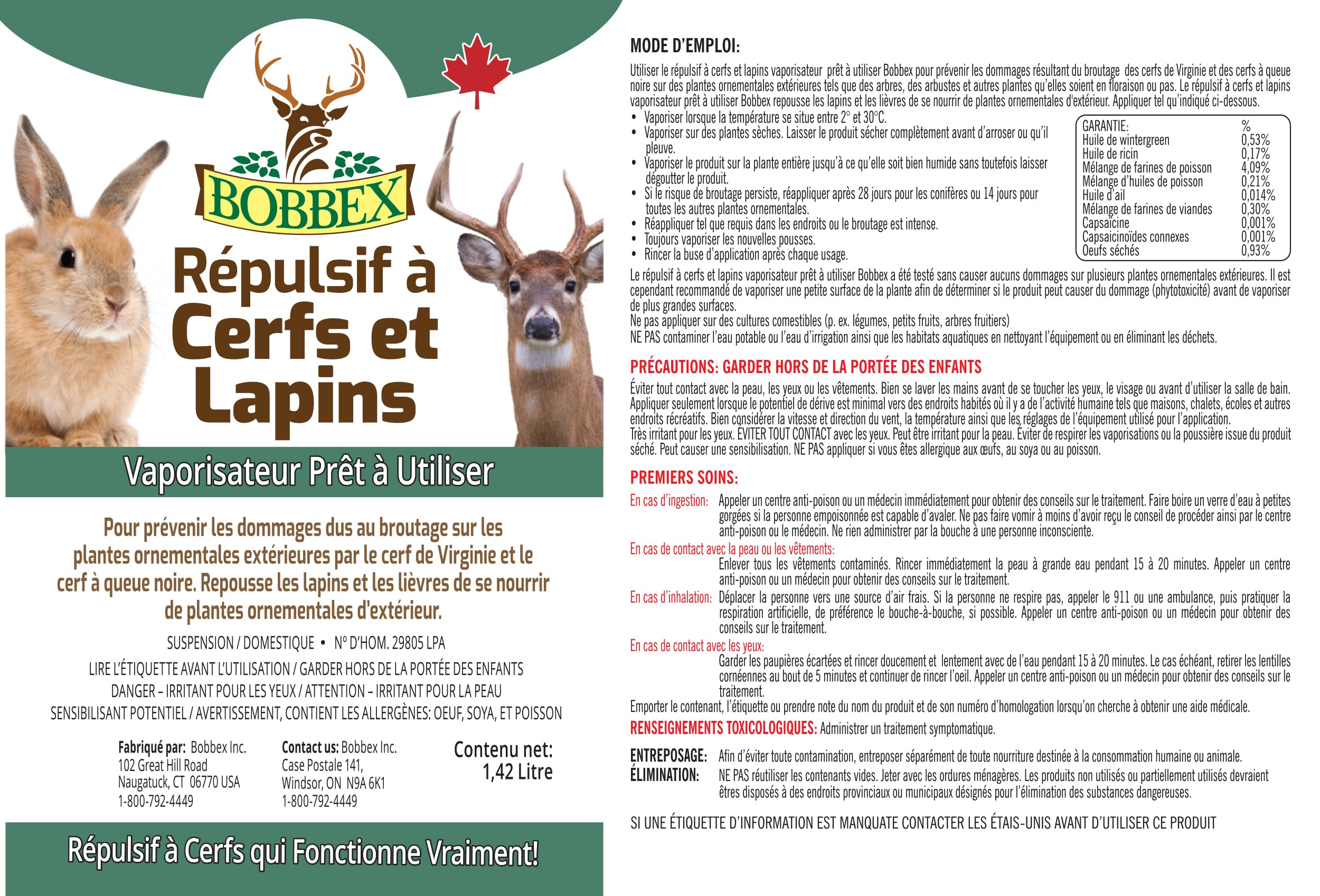Bobbex Deer & Rabbit Repellent Ready to Use 1.42 Liter 🍁 All In One Marketplace Canada