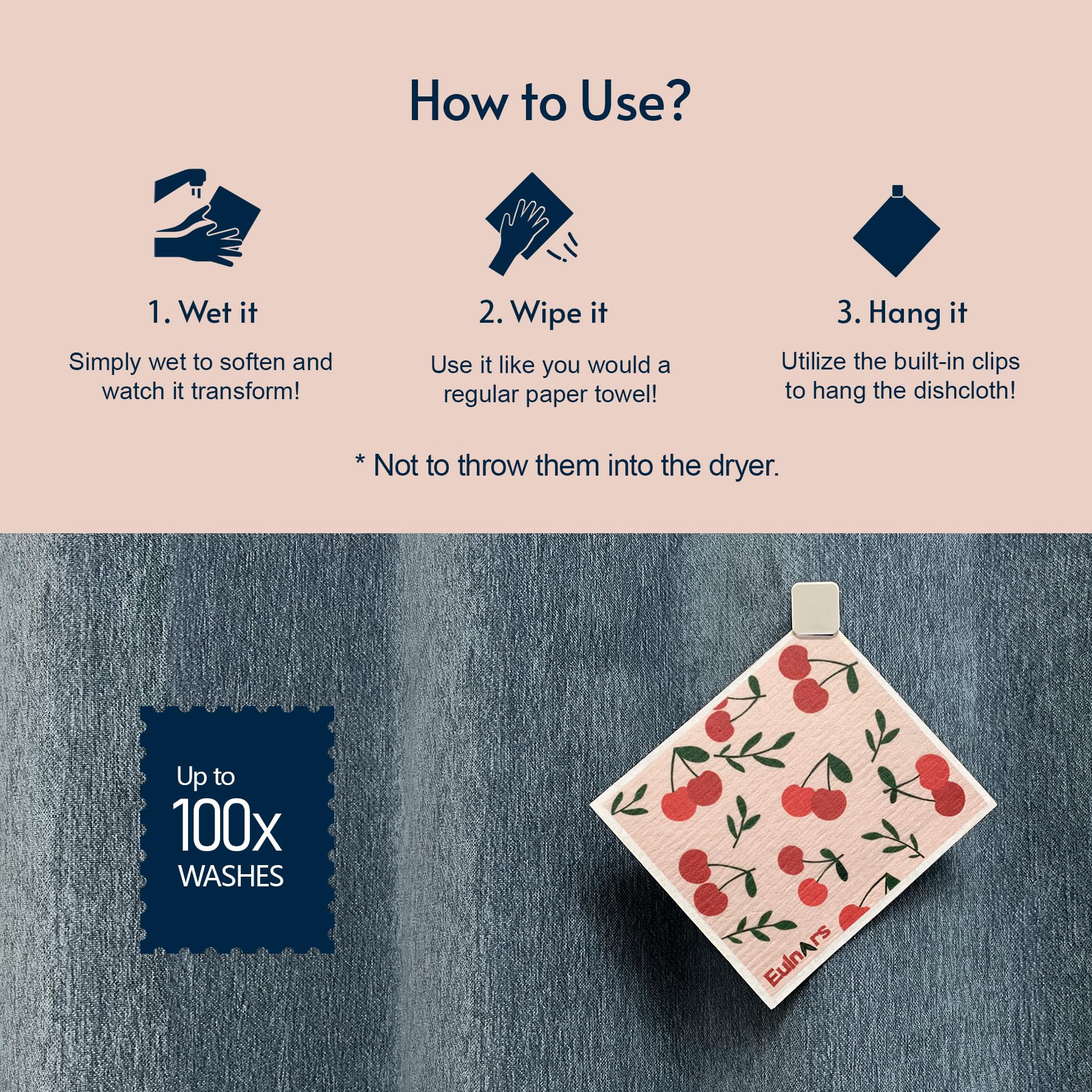 Eulnars Swedish Dish Cloth, 8-Pack Reusable Paper Towels, Swedish Dish Cloth with 3 Clips, 9 Classified Labels, Quick Drying Washable Dish Cloths, Super Absorbent Kitchen Towels, Odorless 🍁 All In One Marketplace Canada