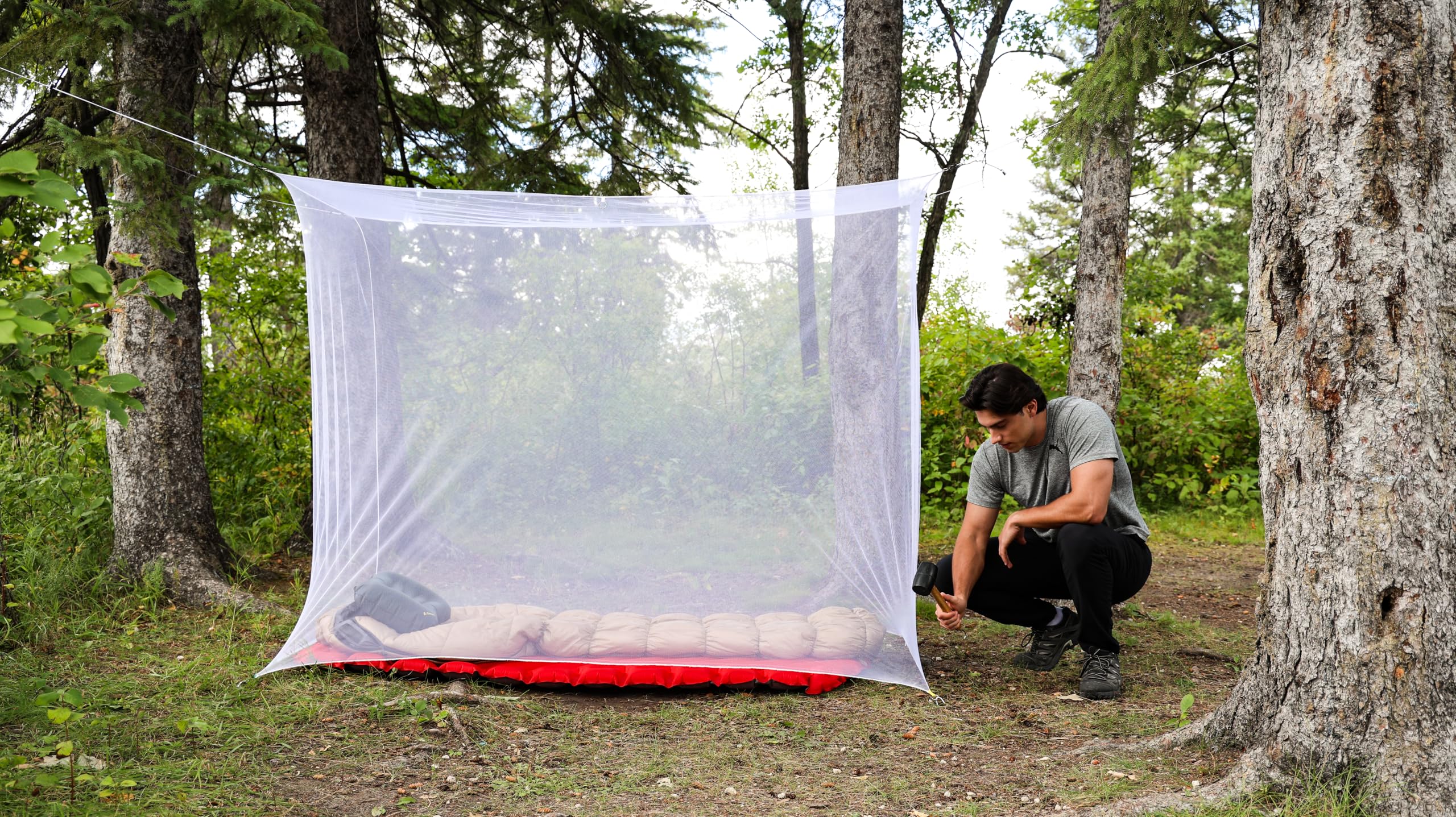 Coghlan's Rectangular Mosquito Net – Lightweight Mesh Canopy for Camping, Travel, and Outdoor Use – Includes Tie Loops, Carry Bag, Twine, Hooks, Anchors, Nails – White, 78