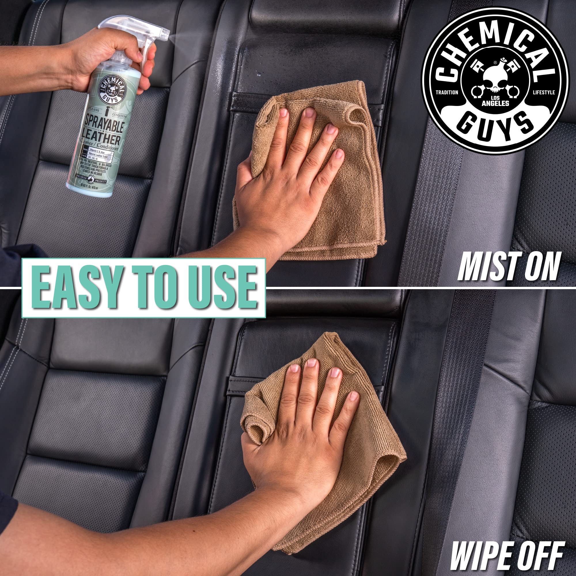 Chemical Guys Sprayable Leather Cleaner and Conditioner in One for Car Interiors, Apparel, and More (Works on Natural, Synthetic, Pleather, and More) Leather Scent, 473 ml 🍁 All In One Marketplace Canada