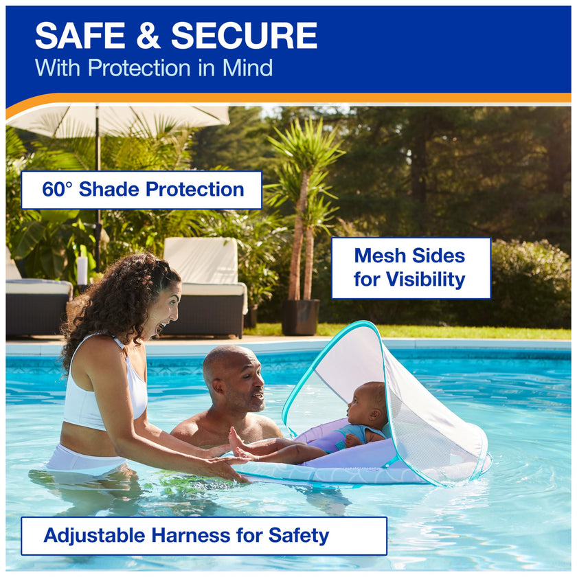 Swimways Infant Spring Float, Baby Pool Float with Canopy & UPF Protection, Swimming Pool Accessories for Kids 3-9 Months, Mermaid 🍁 All In One Marketplace Canada