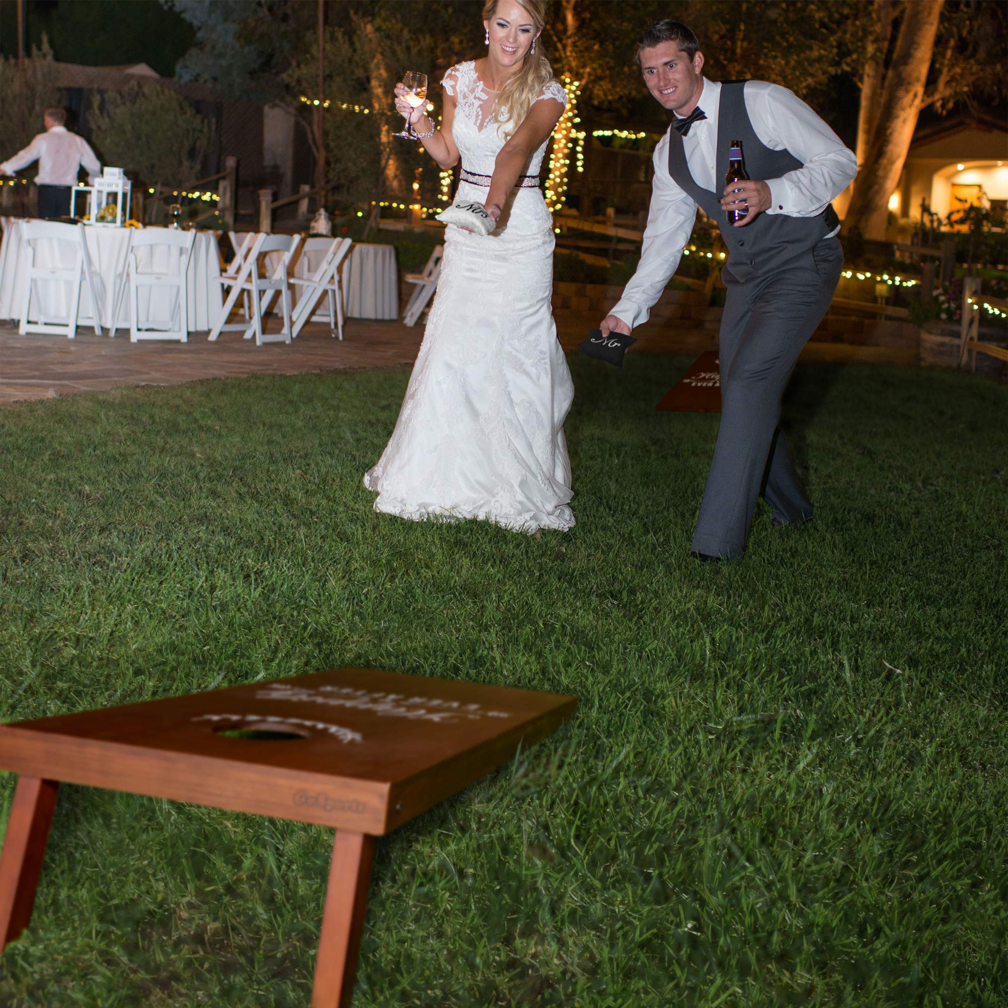 GoSports Wedding Theme Cornhole Bag Set - Includes 4 Black Mr Bags and 4 White Mrs Bags 🍁 All In One Marketplace Canada