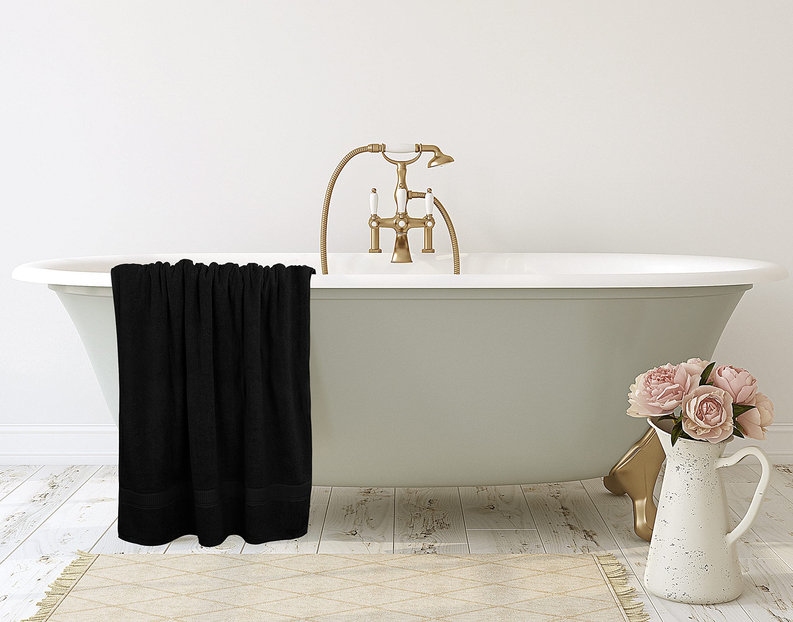 Utopia Towels Luxurious Jumbo Bath Sheet, 35 by 70 Inches, 600 GSM 100% Ring Spun Cotton, Highly Absorbent and Quick Dry Extra Large Bath Towel, Super Soft, Black, 2 Pack 🍁 All In One Marketplace Canada